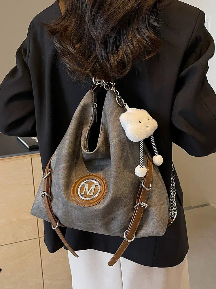 Denim Canvas Crossbody Backpack