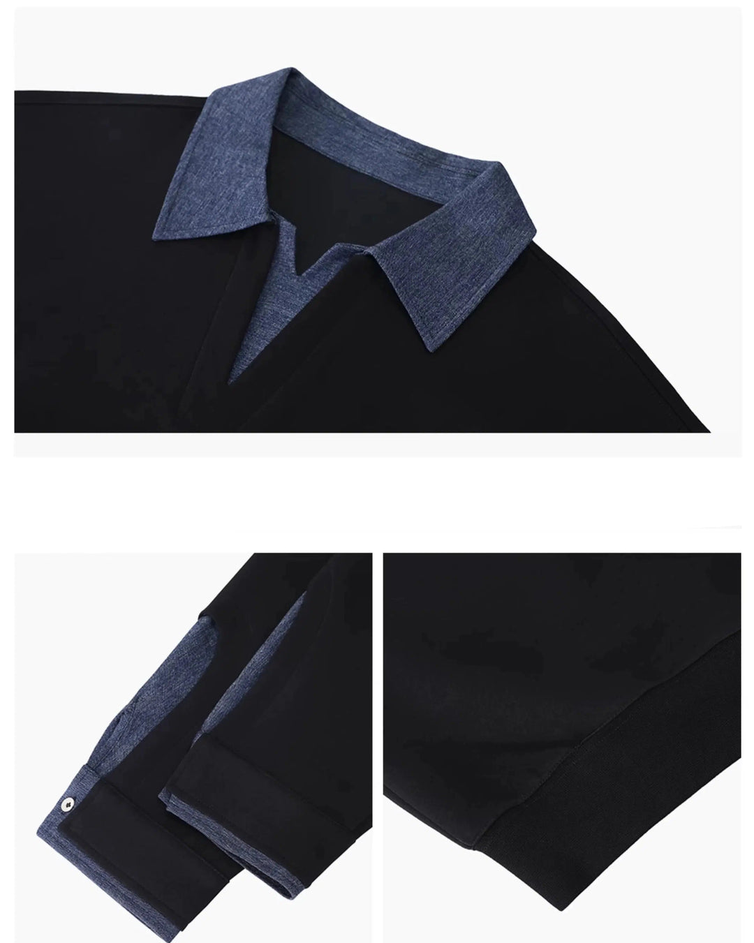 Denim Collar Lapel Long-sleeved Pullover