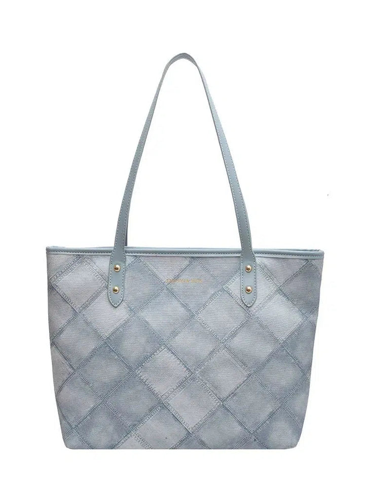 Denim-Inspired Pattern Tote Bag