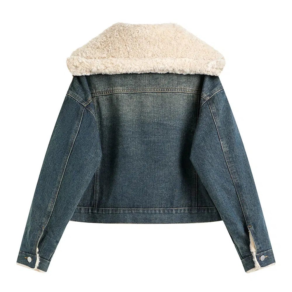 Faux Fur Collar Denim Jacket