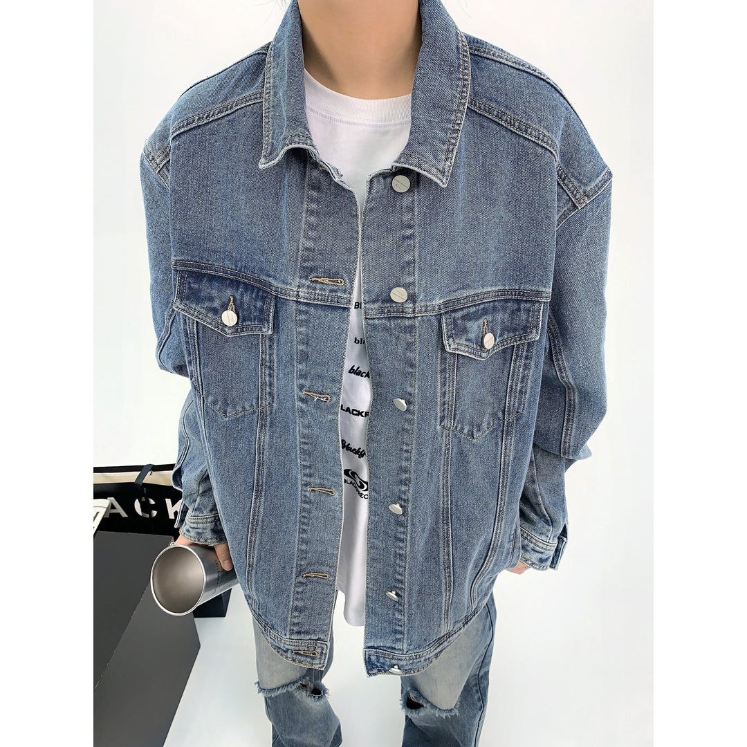 Denim Logo Embroidered Jacket