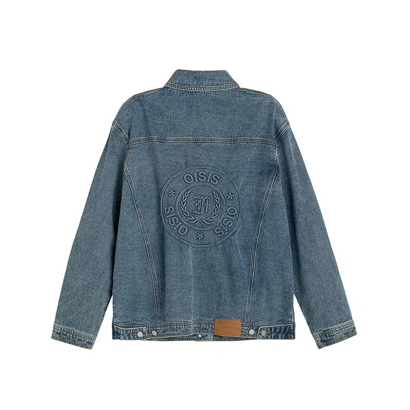 Denim Logo Embroidered Jacket