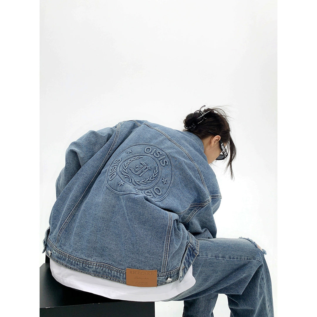 Denim Logo Embroidered Jacket