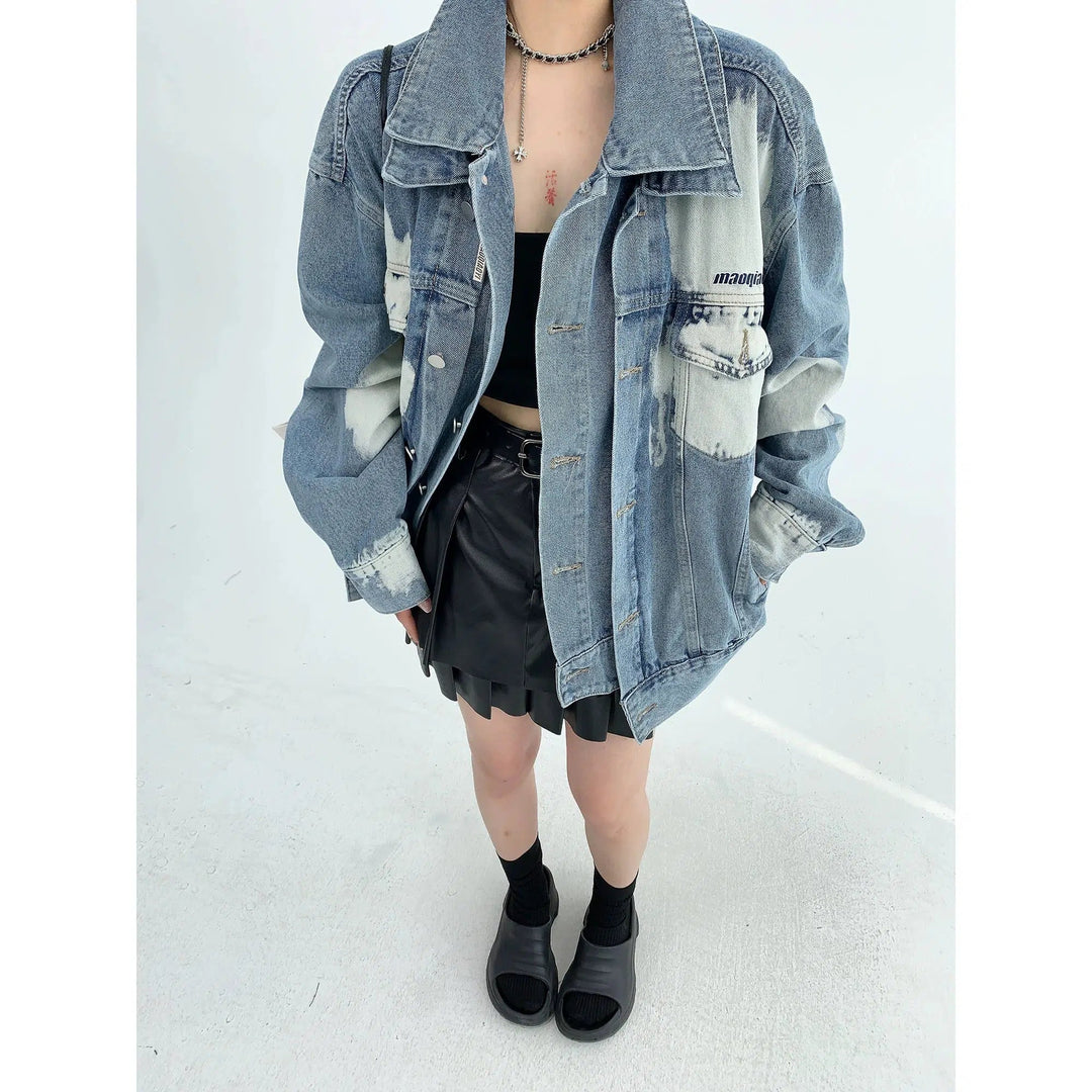 Denim Oversized Lapel Coat