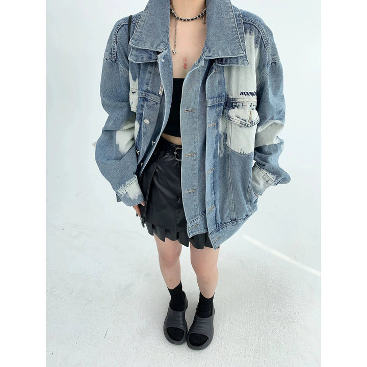 Denim Oversized Lapel Coat