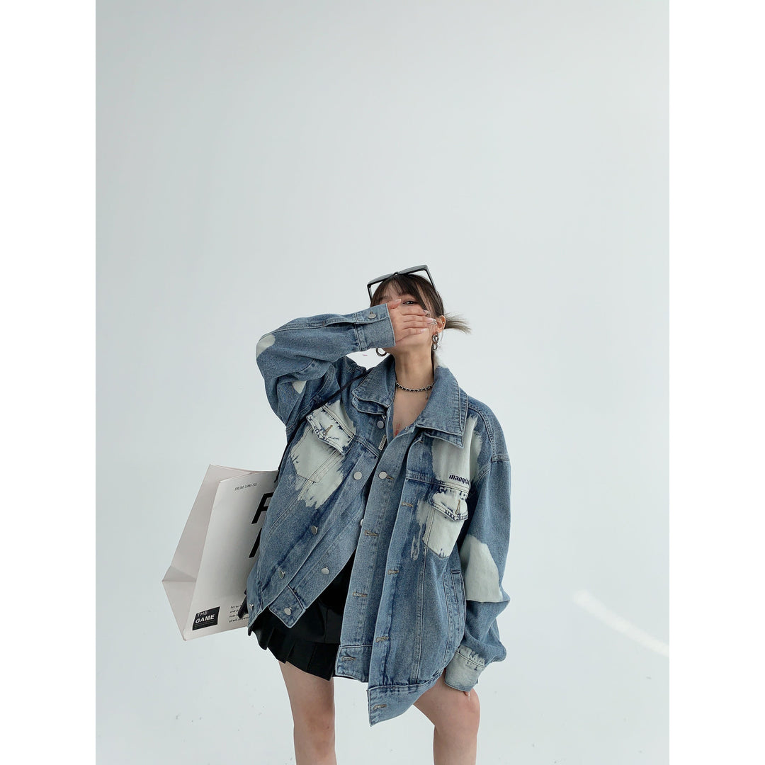 Denim Oversized Lapel Coat