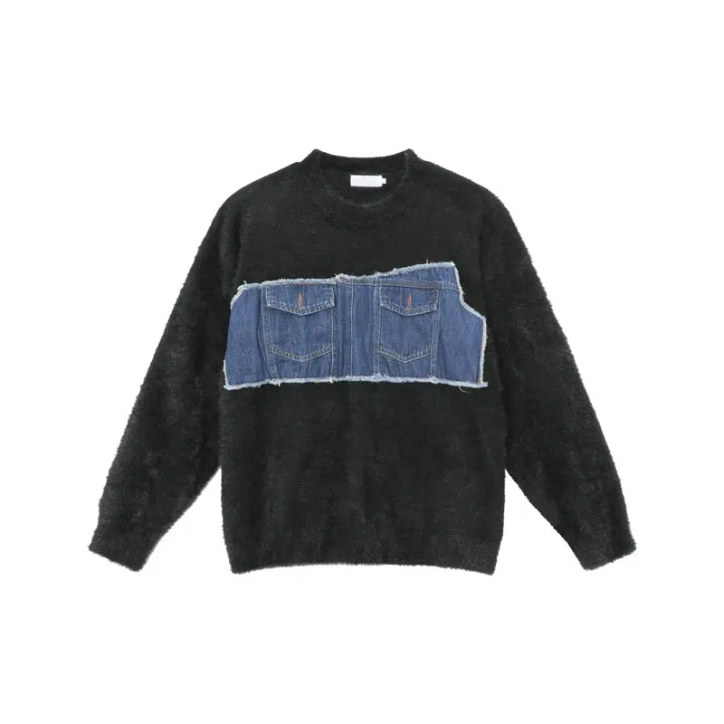 Denim Patchwork Sweater