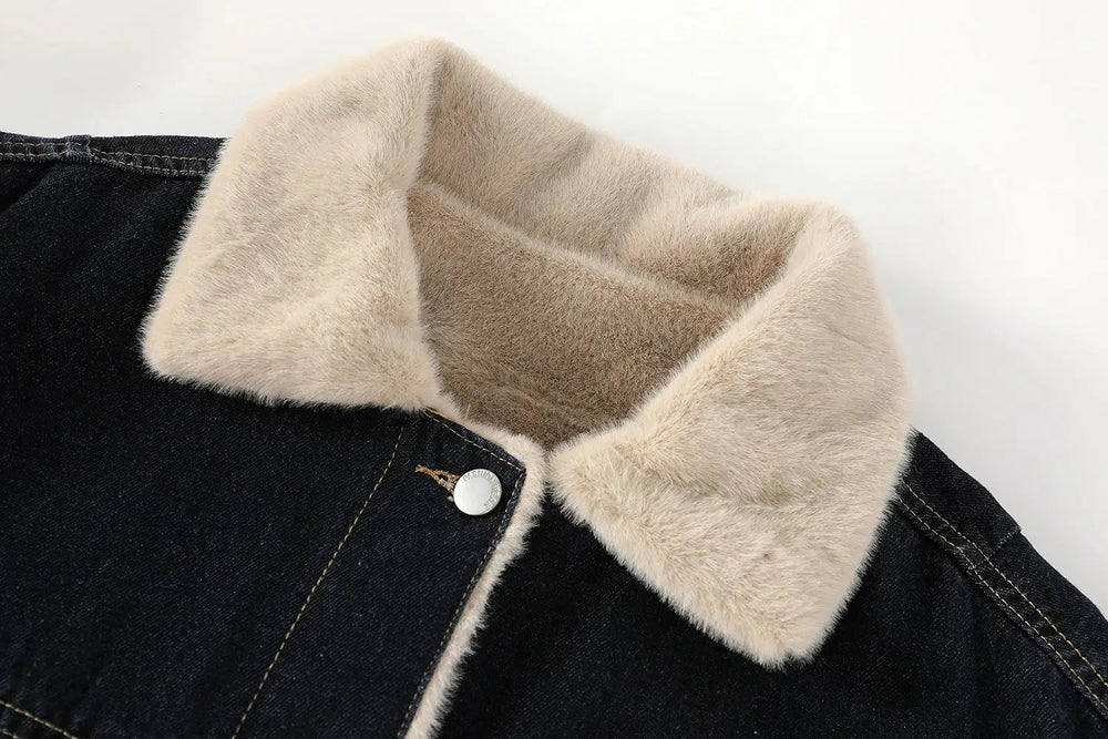 Denim Sherpa-Lined Coat