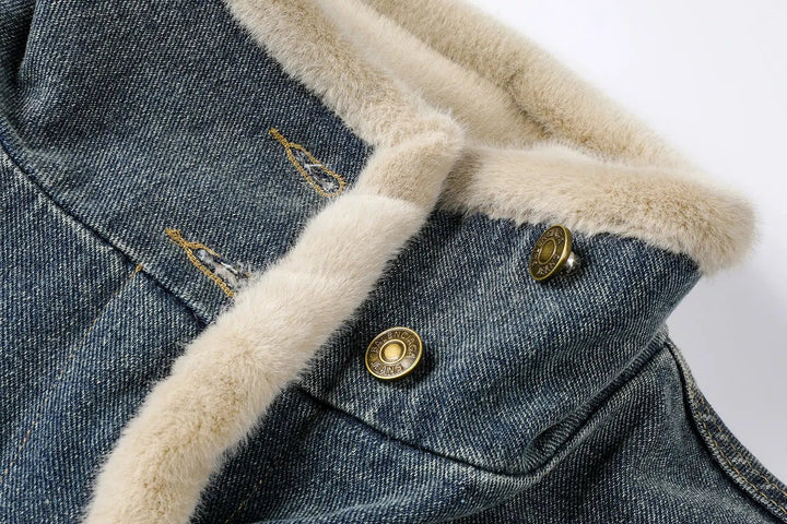 Denim Sherpa-Lined Coat