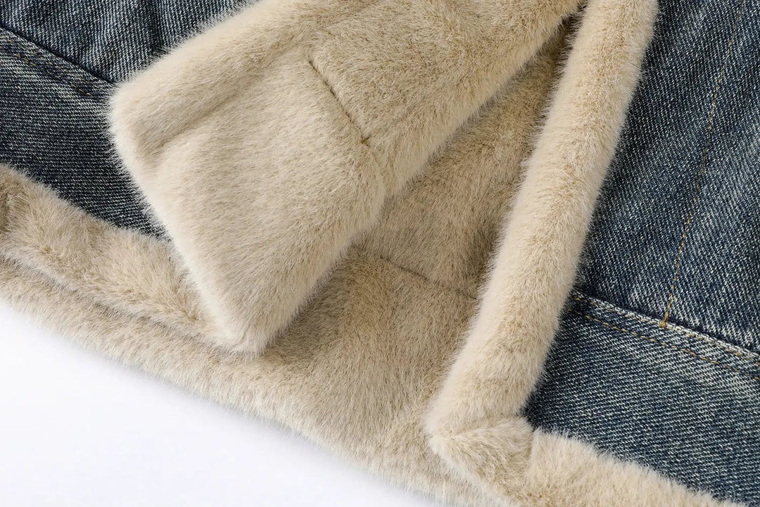 Denim Sherpa-Lined Jacket