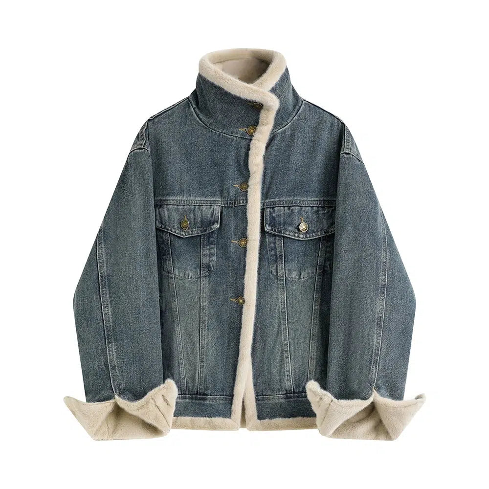 Denim Sherpa-Lined Jacket