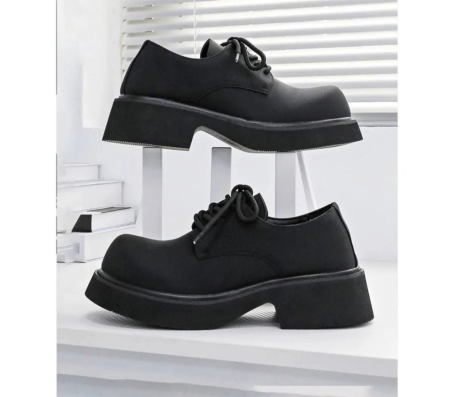 Derby Big Toe Leather Thick-soled Shoes