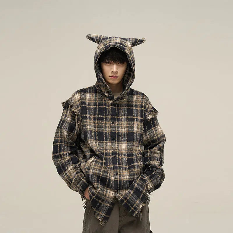 Hooded plaid jacket online