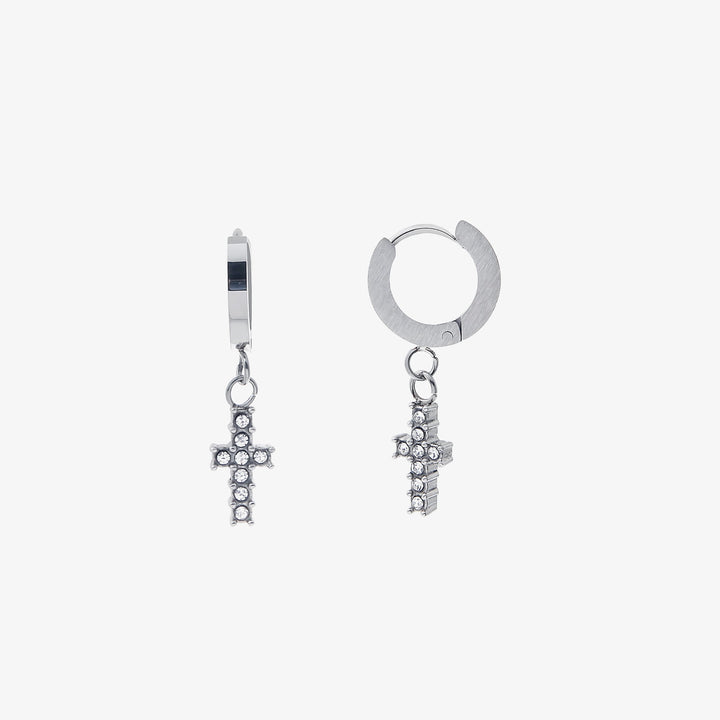 Diamond Cross Drop Earrings