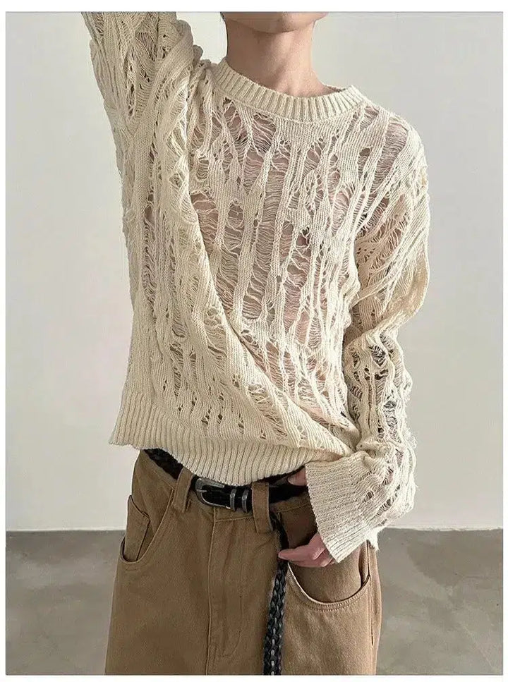 Distressed Hollow Knit Sweater The Korean Fashion