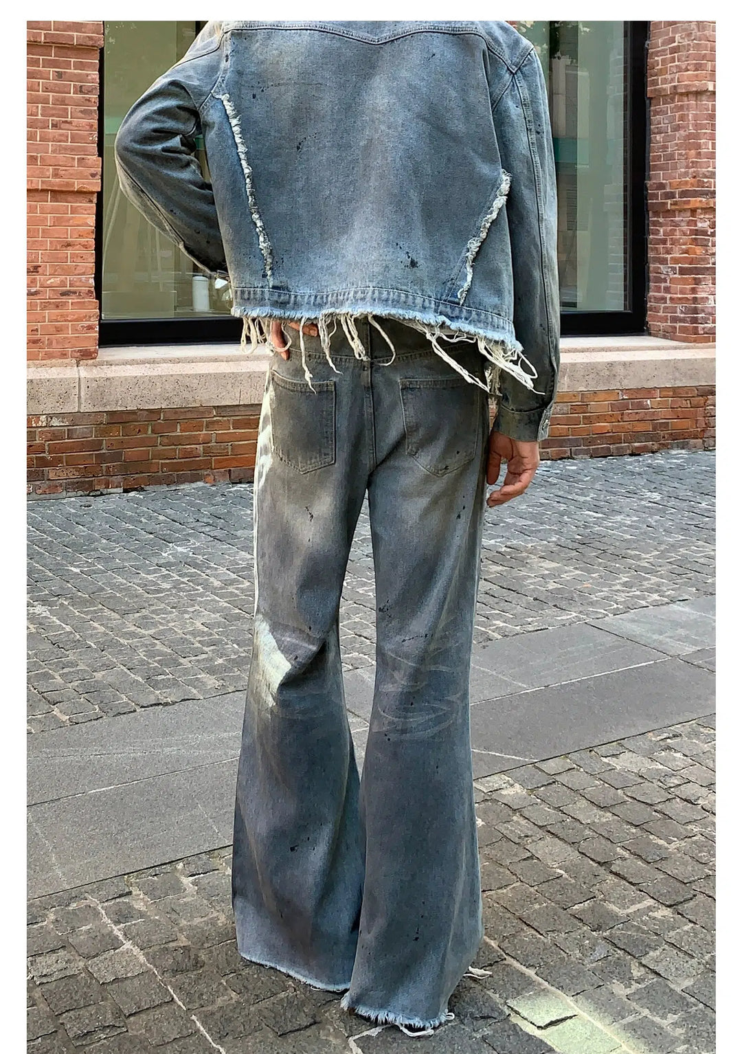 Distressed Wide-Leg Jeans with Raw Hem