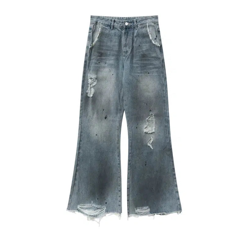 Distressed Wide-Leg Jeans with Raw Hem