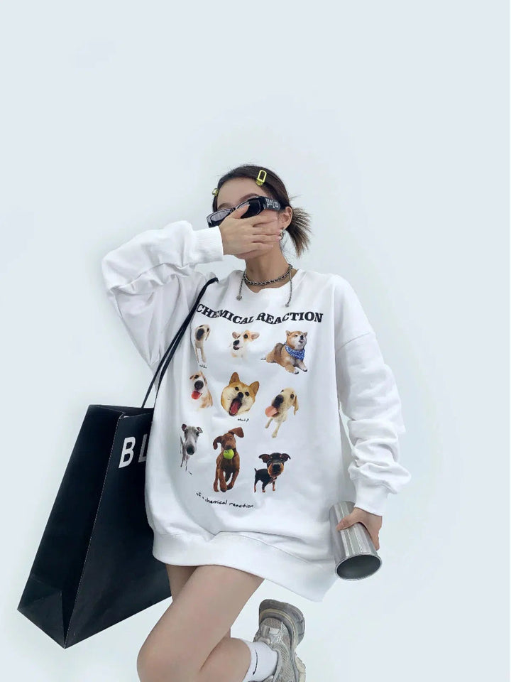 Dog Graphic Oversized Sweatshirt