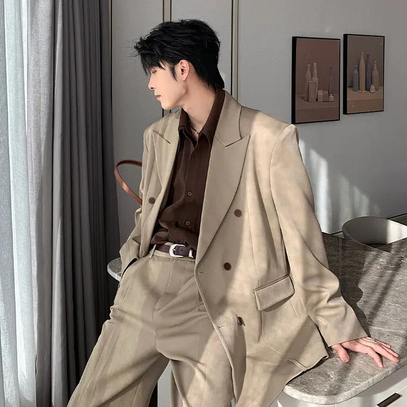 Double-Breasted Blazer Pants Set