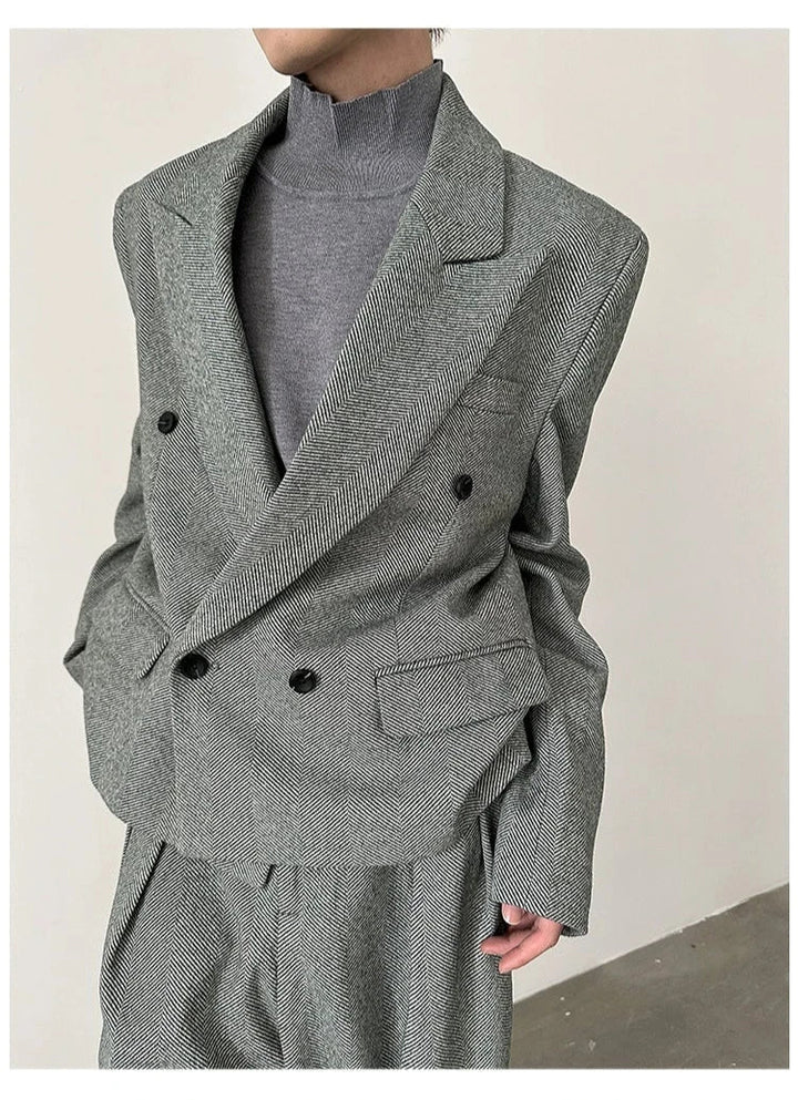 Double Breasted Blazer Wide Leg Set