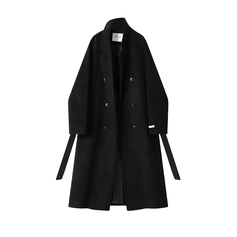 Double-Breasted Wool Coat with Belt