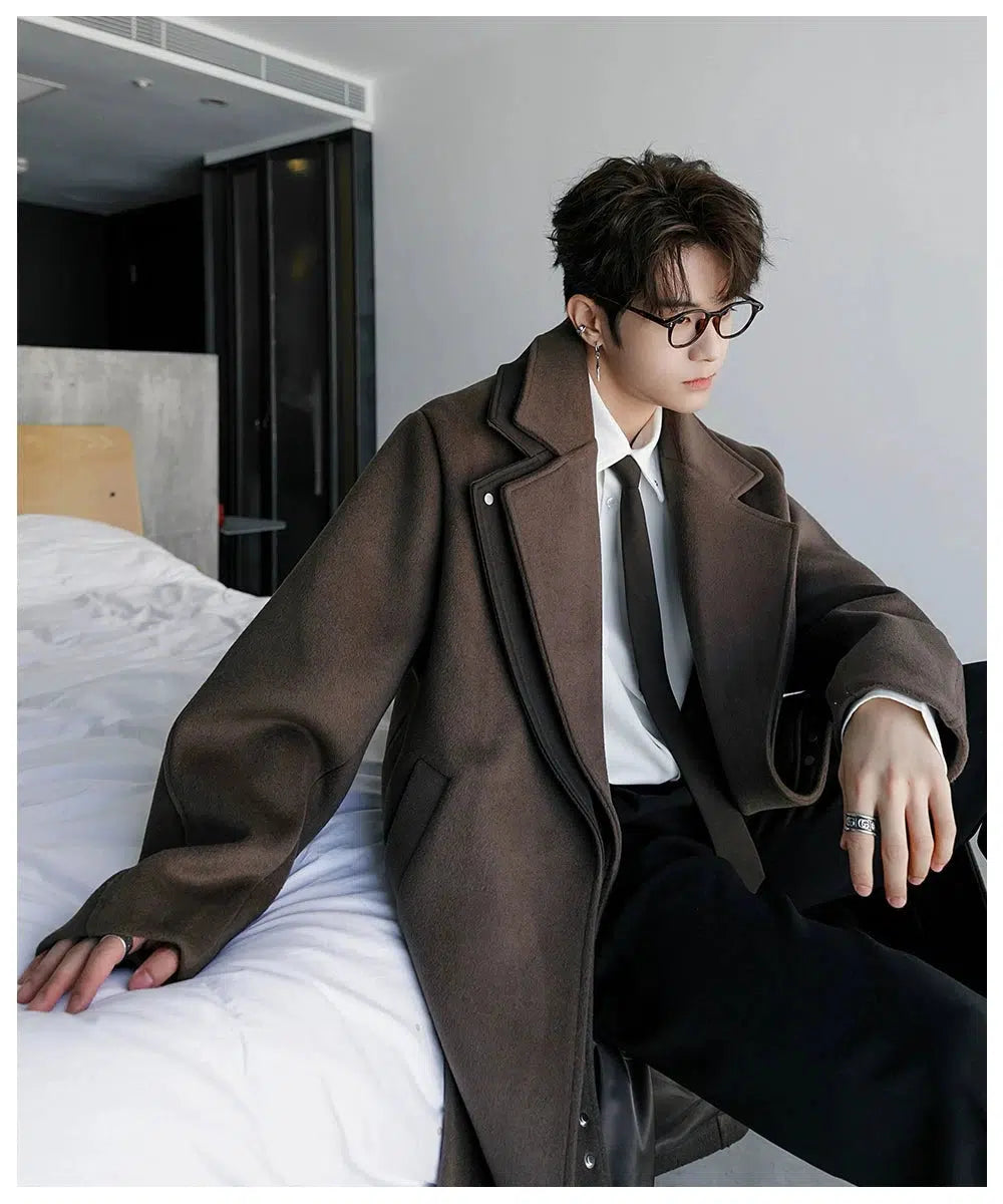 Double-Breasted Wool Coat with Wide Lapels