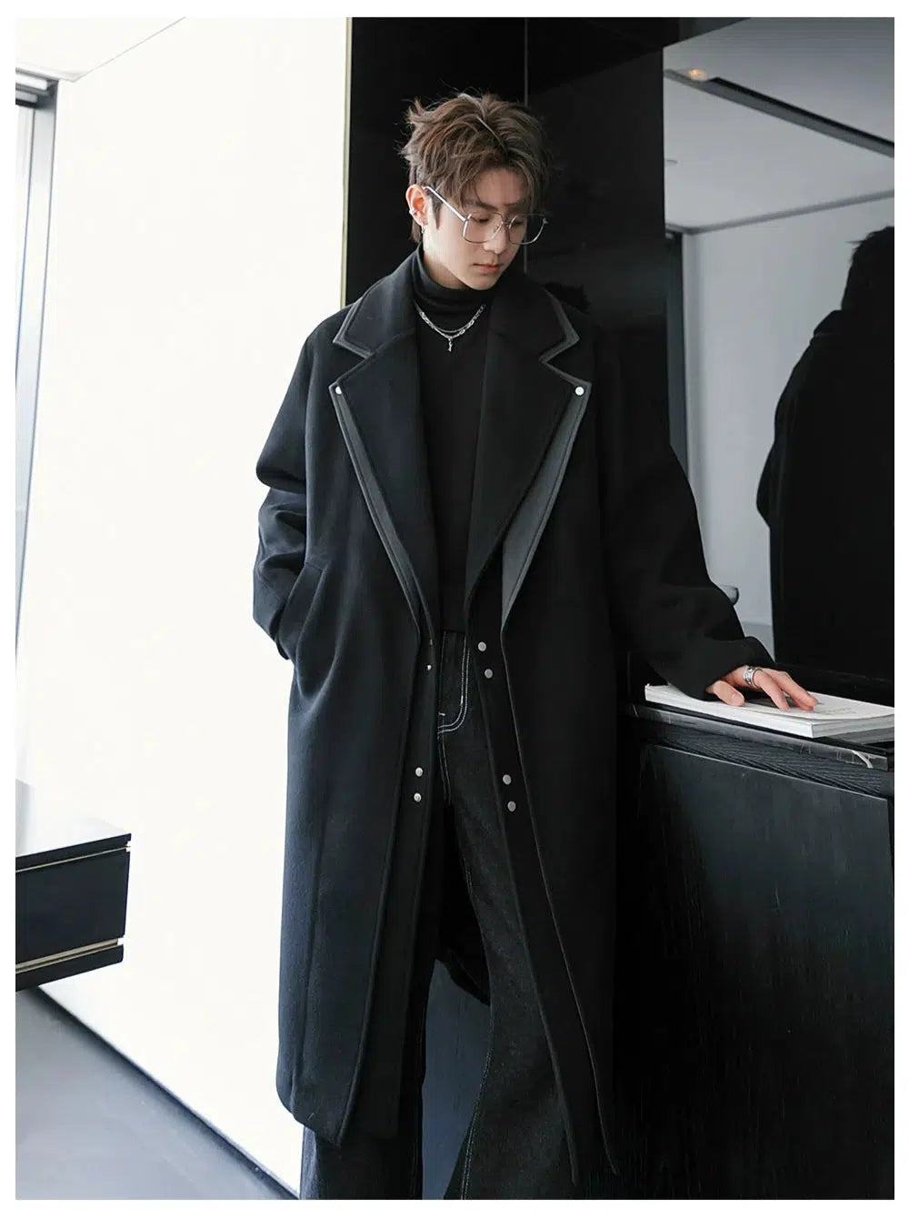 Double-Breasted Wool Coat with Wide Lapels