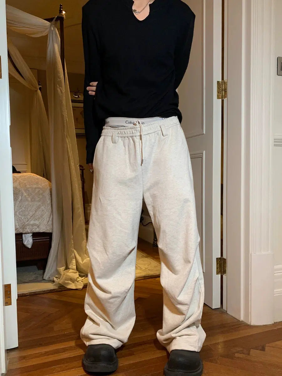 Double pleated Wide-leg Sweatpants