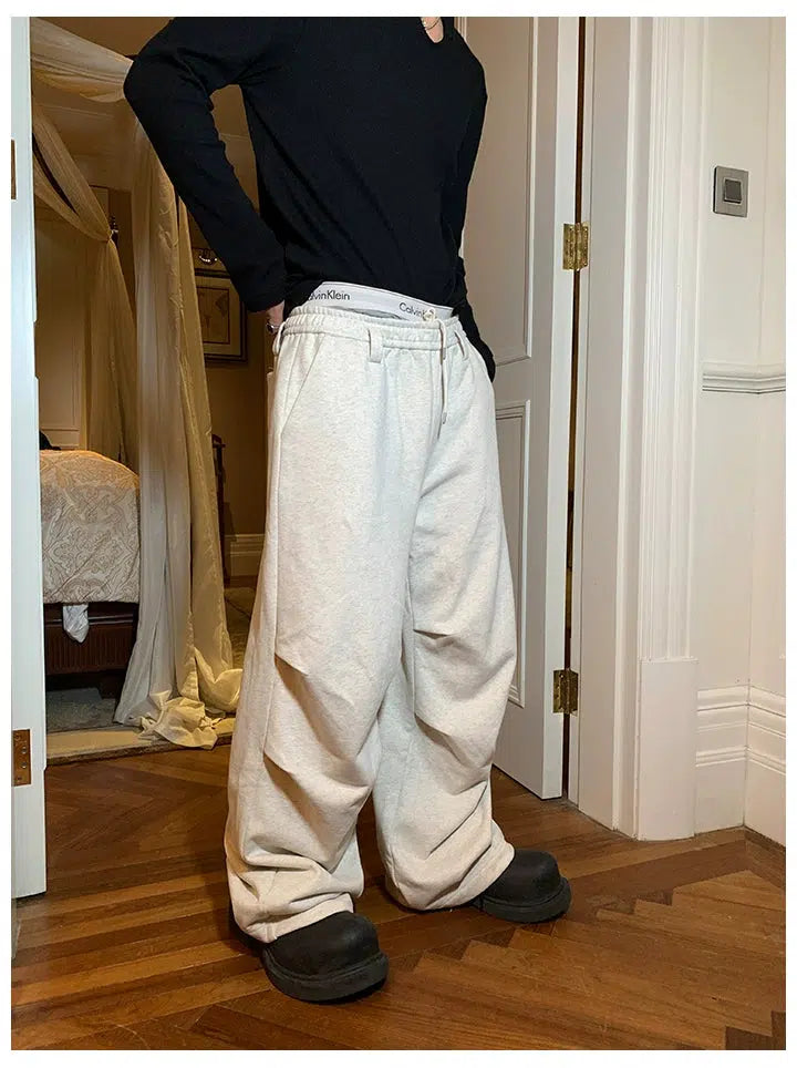 Double pleated Wide-leg Sweatpants