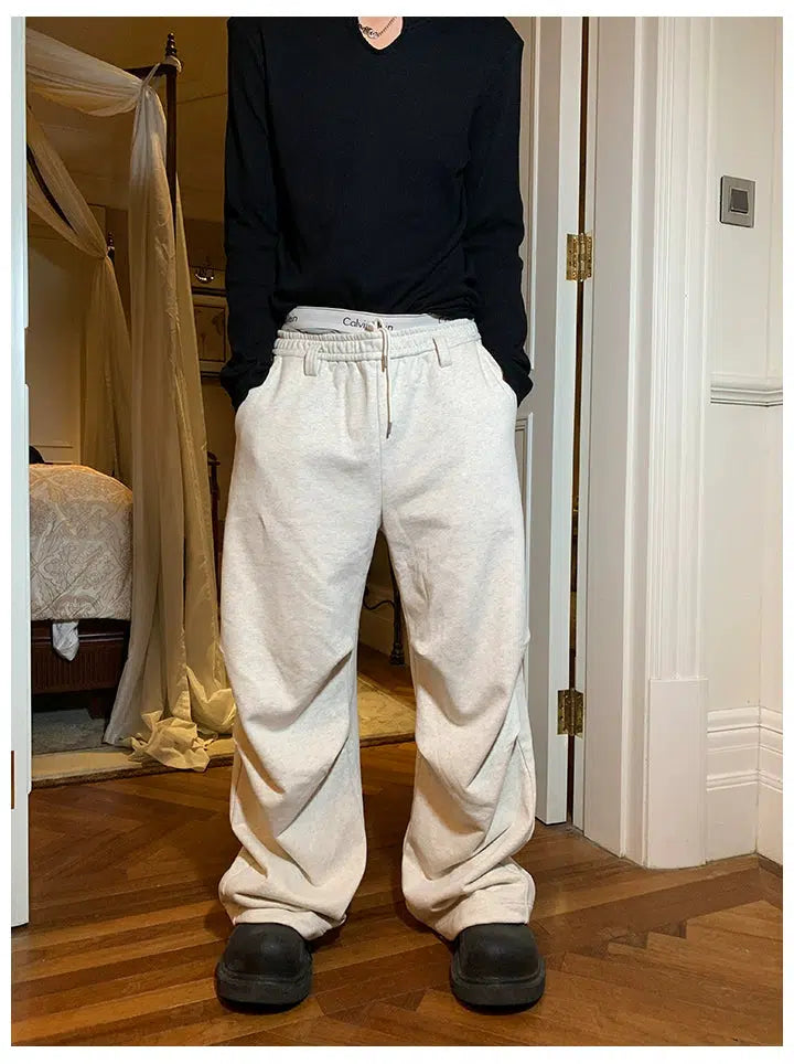 Double pleated Wide-leg Sweatpants