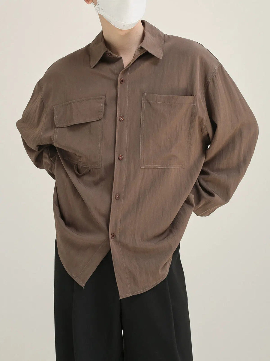 Drape Casual Solid Color Shirt