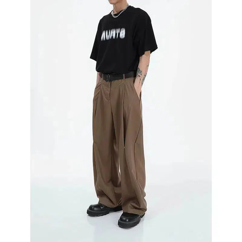 Drape High Waist Slim Wide-leg Pants