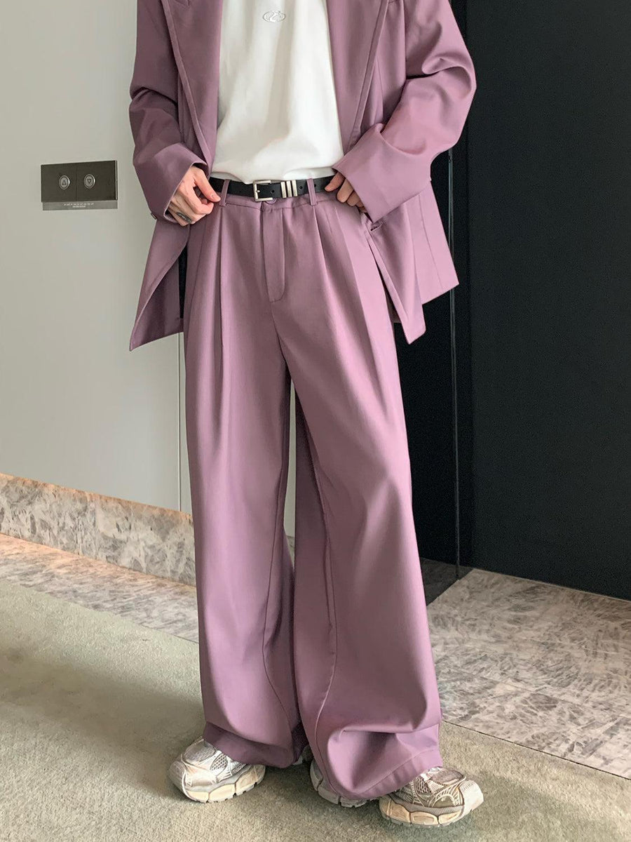 Drape Mopping Wide-leg Suit Pants