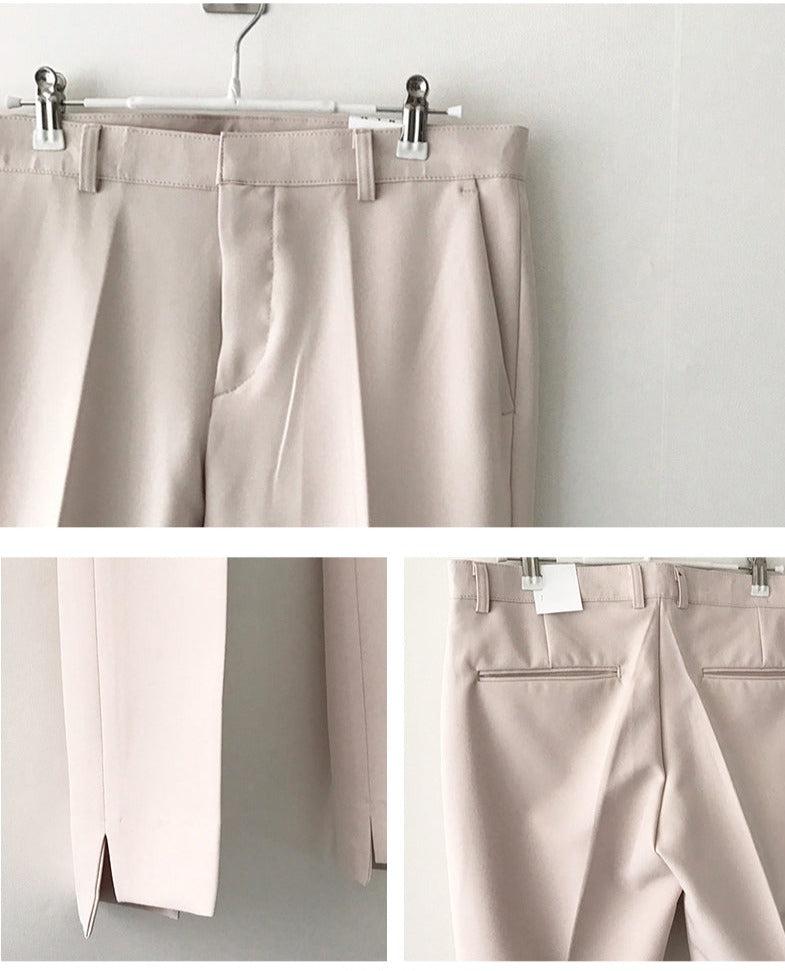 Drape Side Slit Suit Trousers