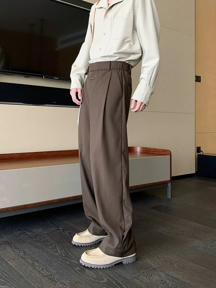 Drape Wide-Leg Casual Pants