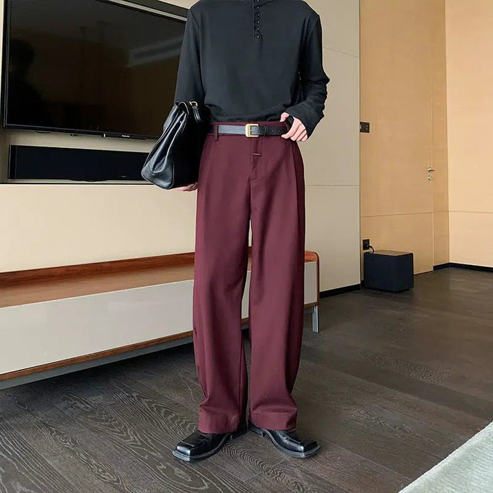 Drape Wide-Leg Casual Pants