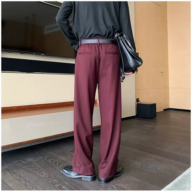 Drape Wide-Leg Casual Pants