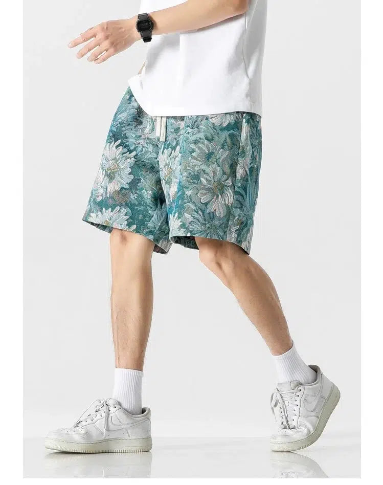 Drawstring Floral Beach Shorts