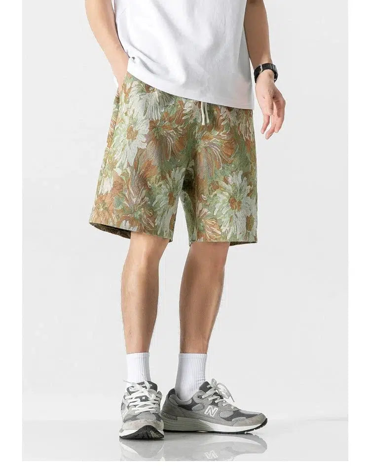 Drawstring Floral Beach Shorts