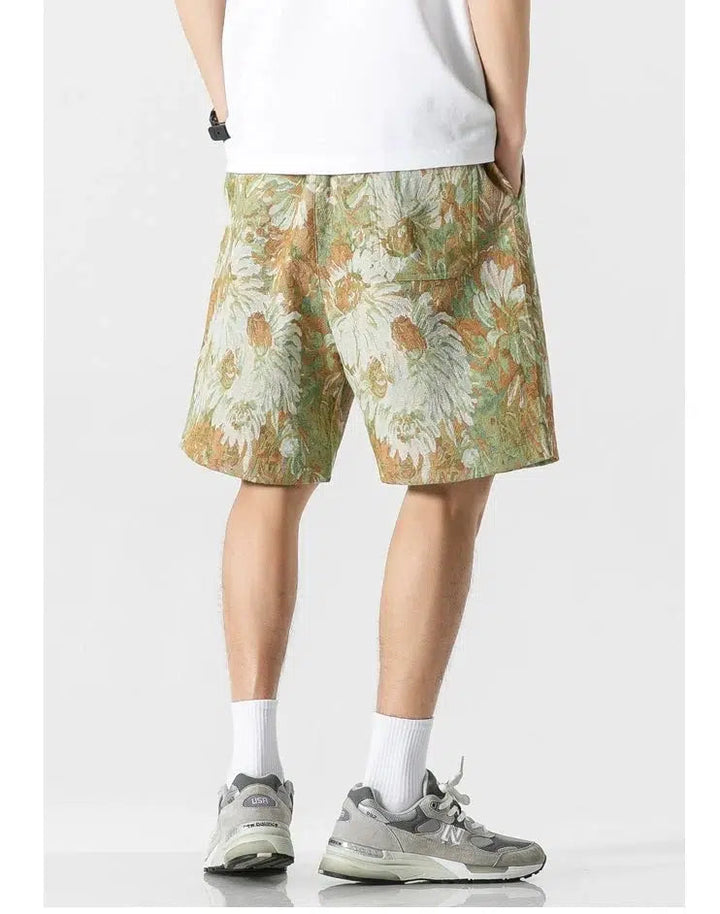 Drawstring Floral Beach Shorts