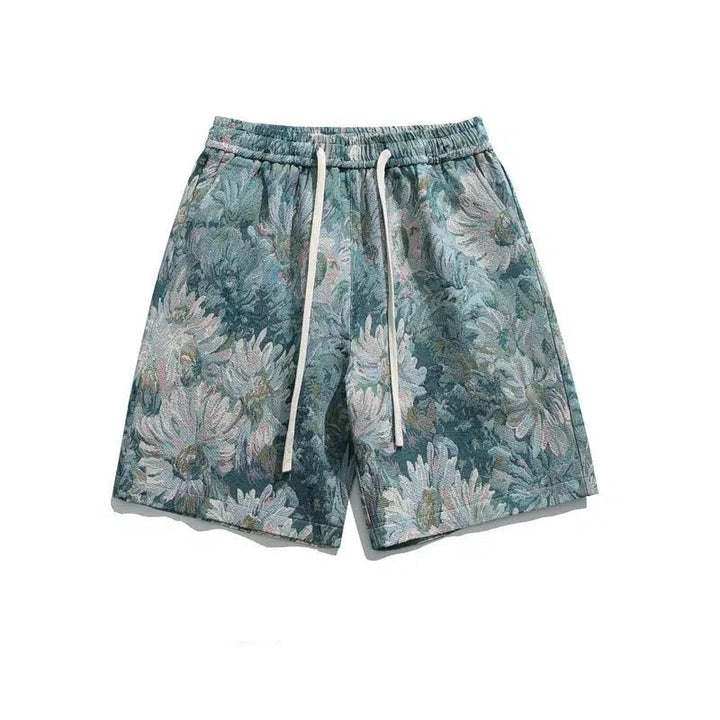 Drawstring Floral Beach Shorts