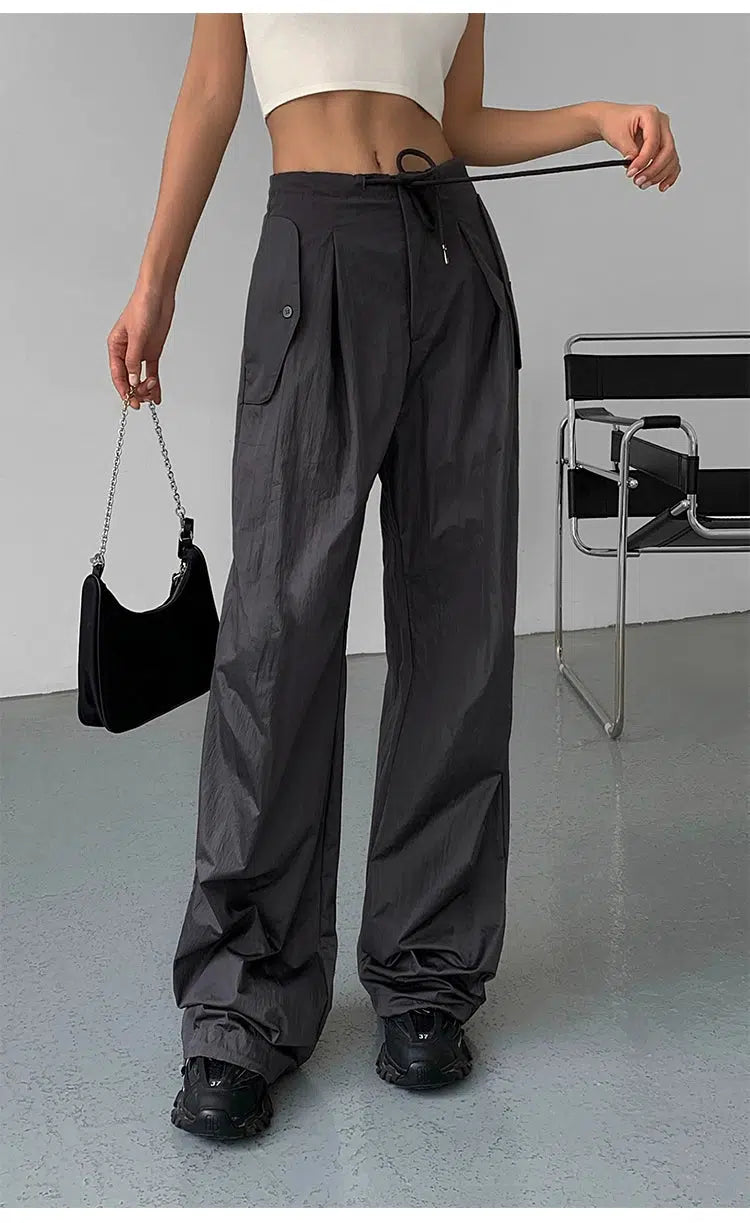 Drawstring Nylon Cargo Pants