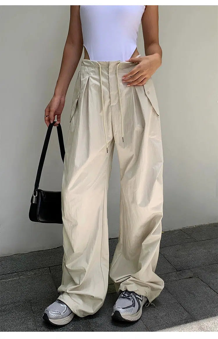 Drawstring Nylon Cargo Pants