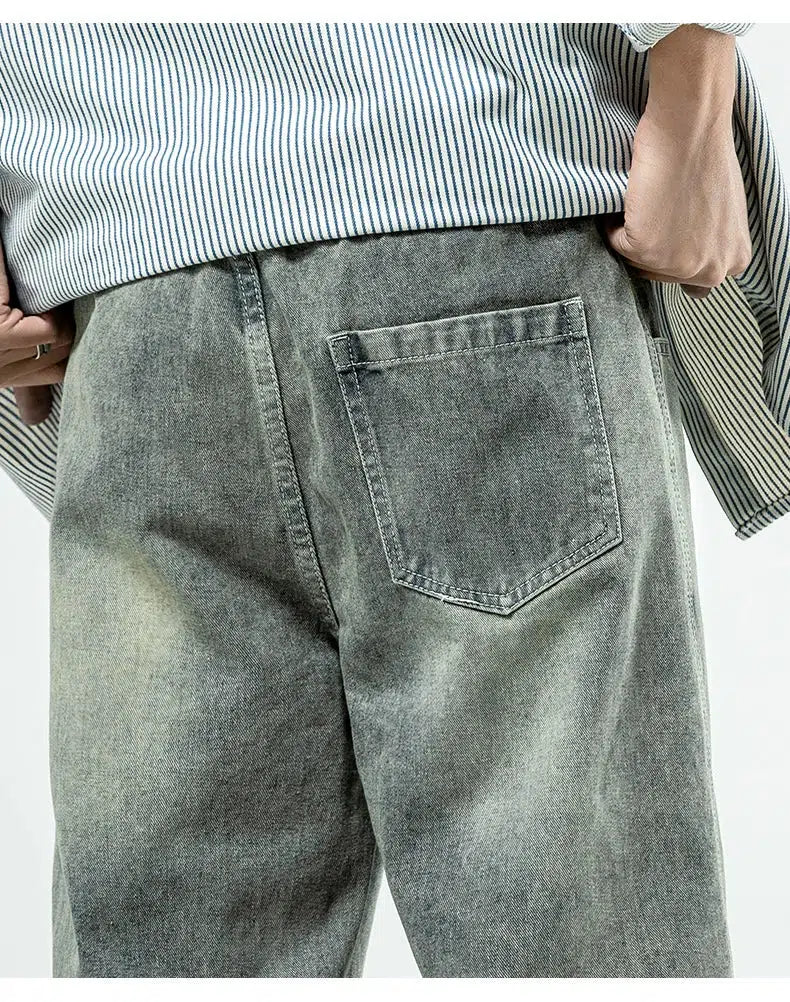 Drawstring Straight-leg Ripped Pants