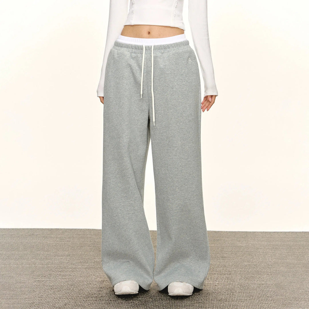 Drawstring Waist Casual Wide-Leg Pants