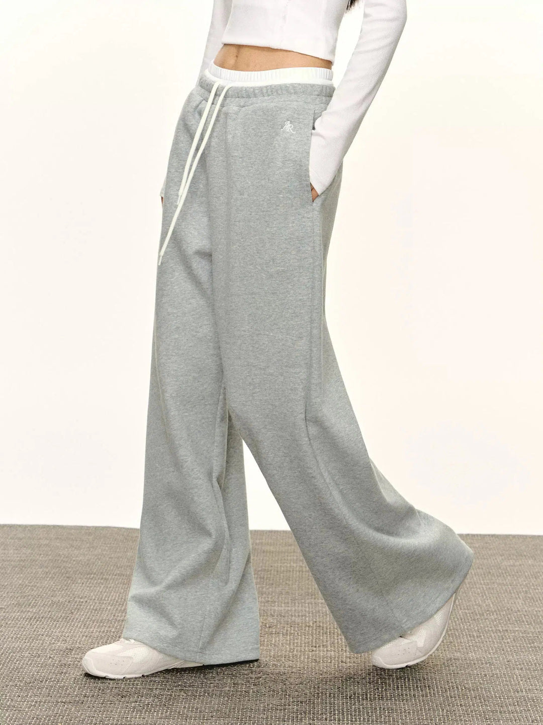 Drawstring Waist Casual Wide-Leg Pants