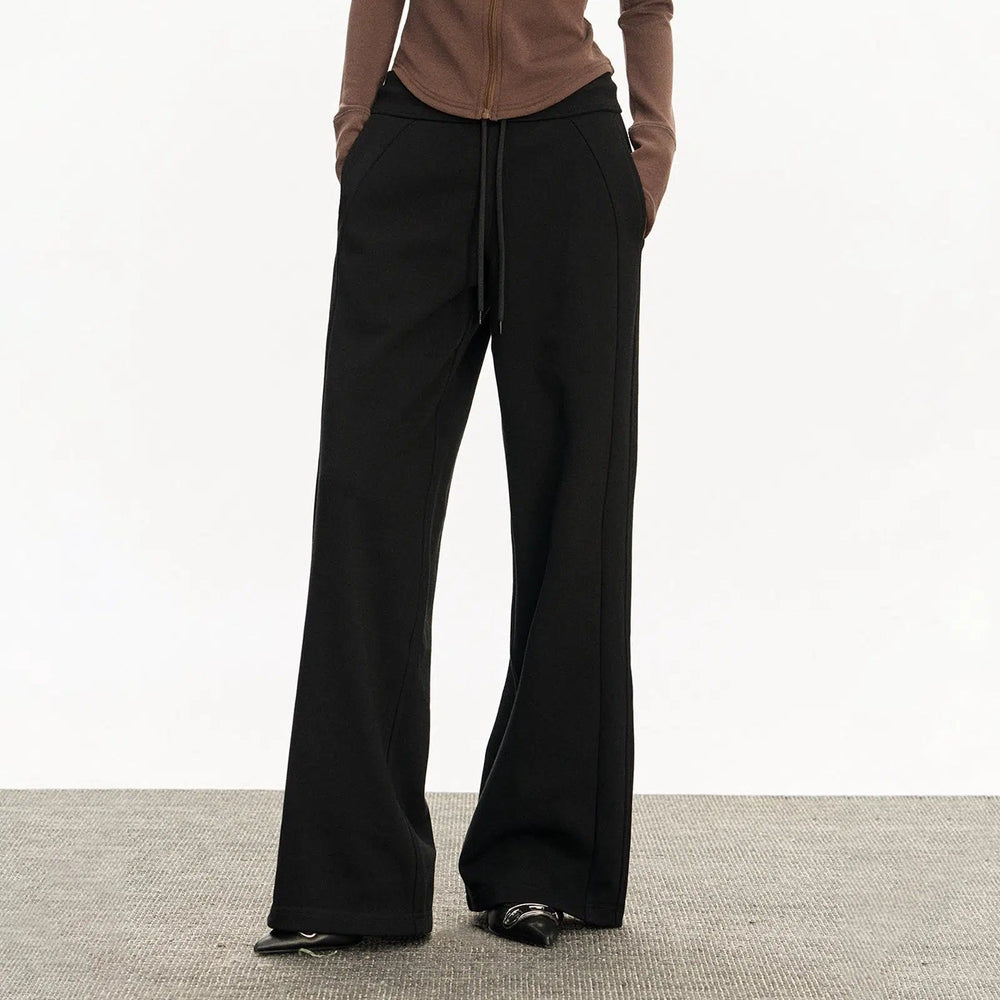 Drawstring Waist Wide-Leg Casual Pants