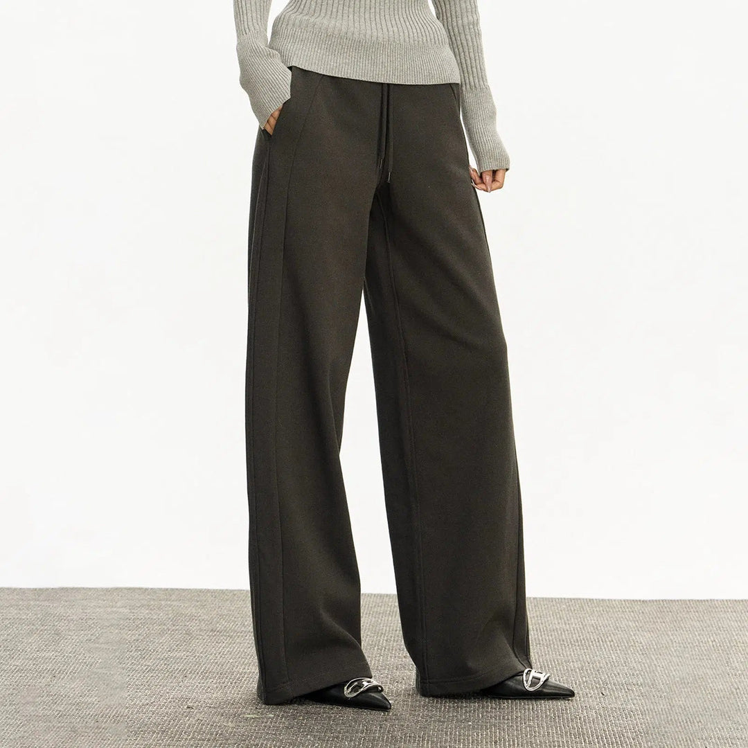 Drawstring Waist Wide-Leg Casual Pants