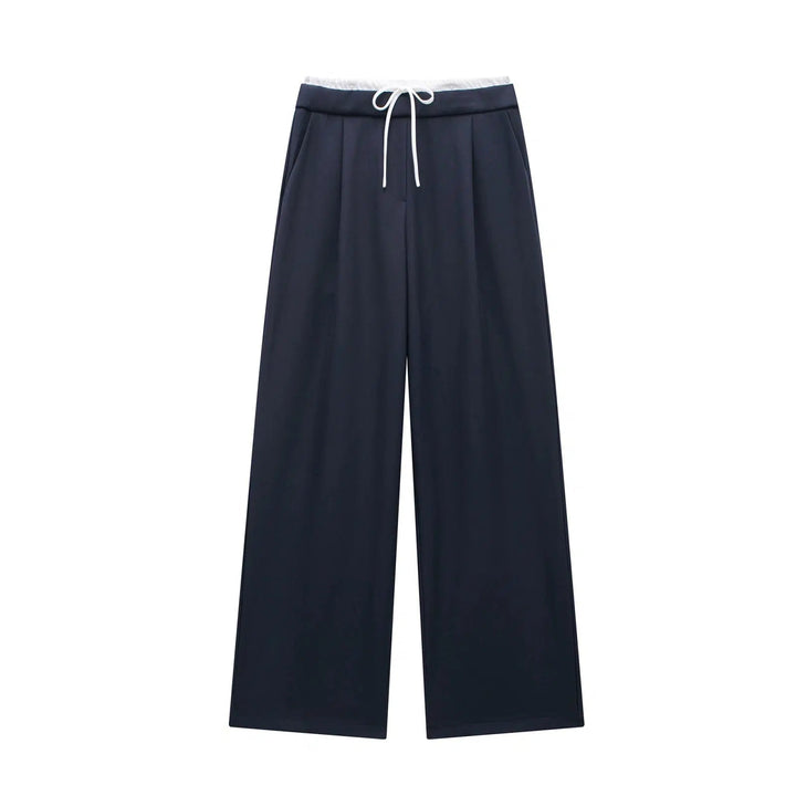 Drawstring Waist Wide-Leg Pants