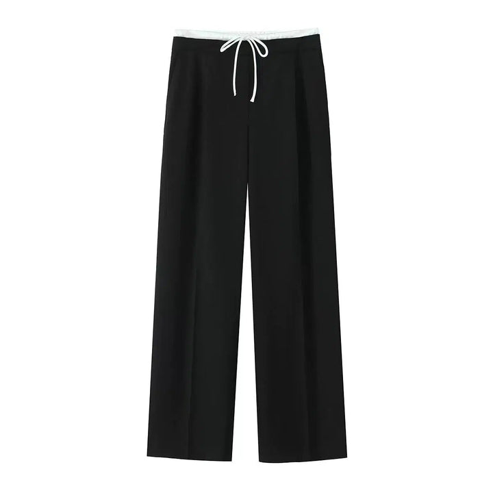 Drawstring Waist Wide-Leg Pants